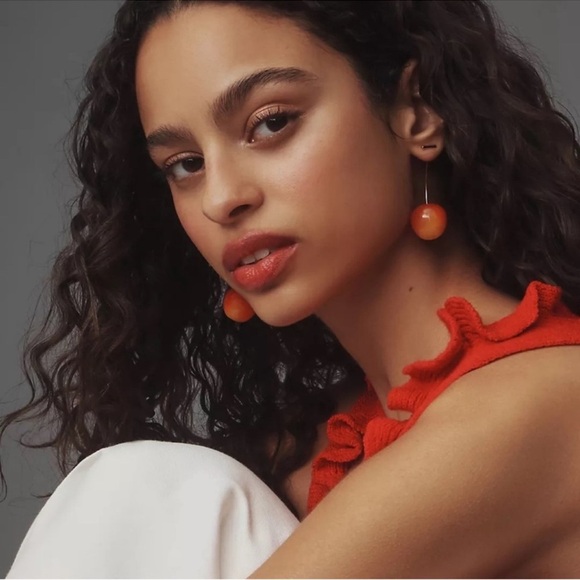 Anthro Cherry Drop Earrings in Peach - Picture 1 of 3